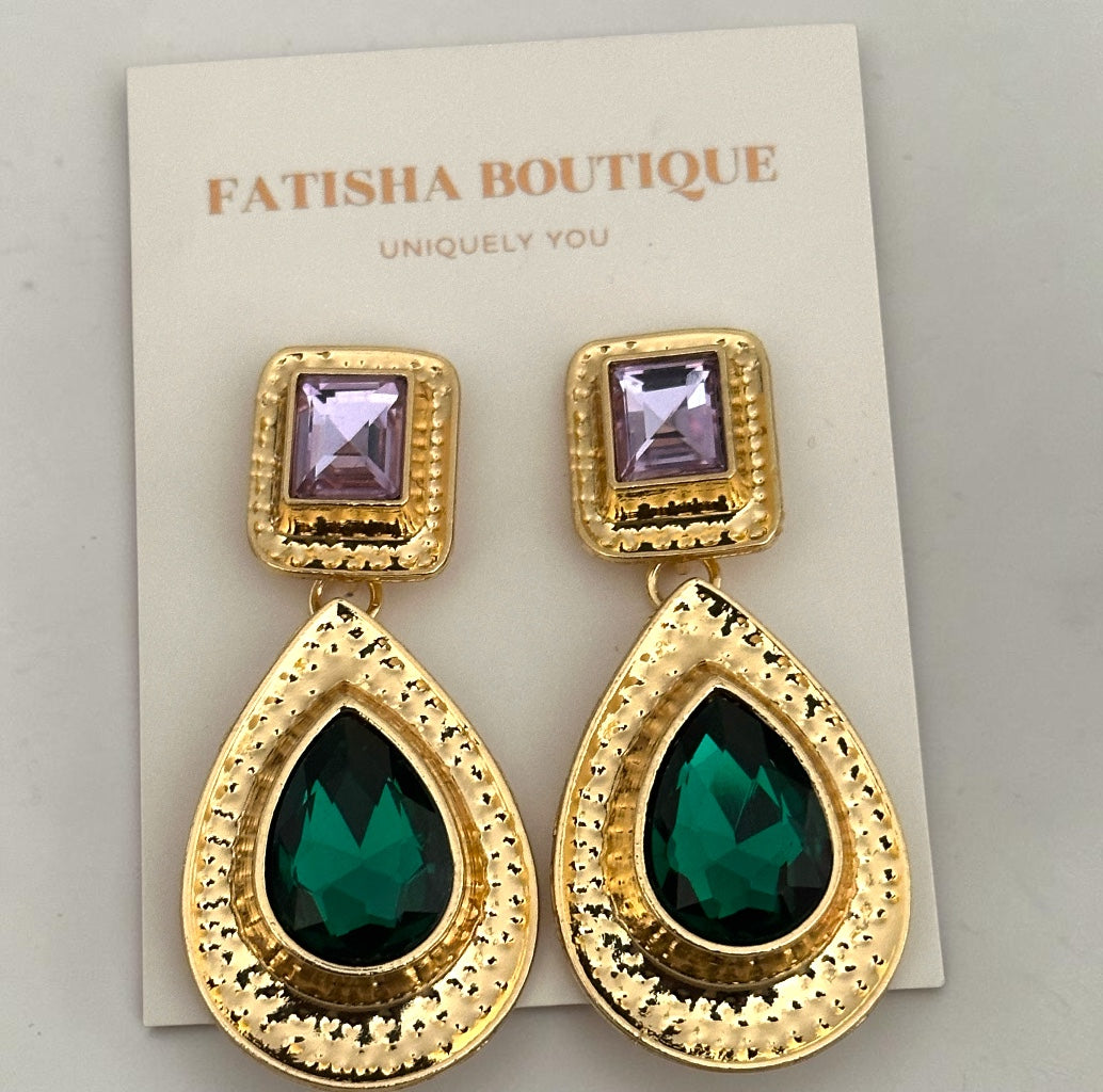 Elegant Teardrop Rhinestone Earrings – Gold Crystal Drop Statement - Fatisha Boutique #