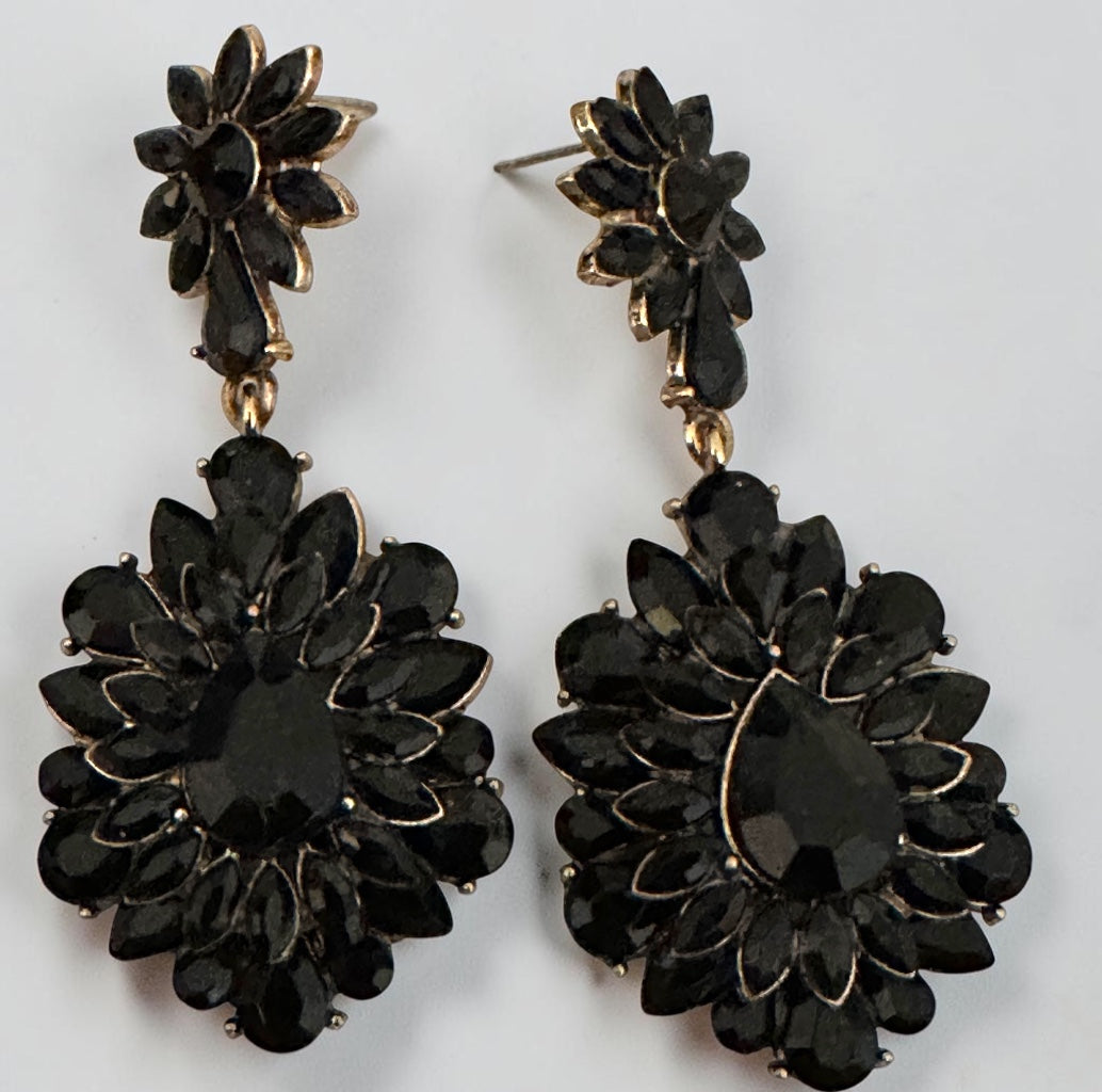 Black Crystal Statement Earrings - Fatisha Boutique #