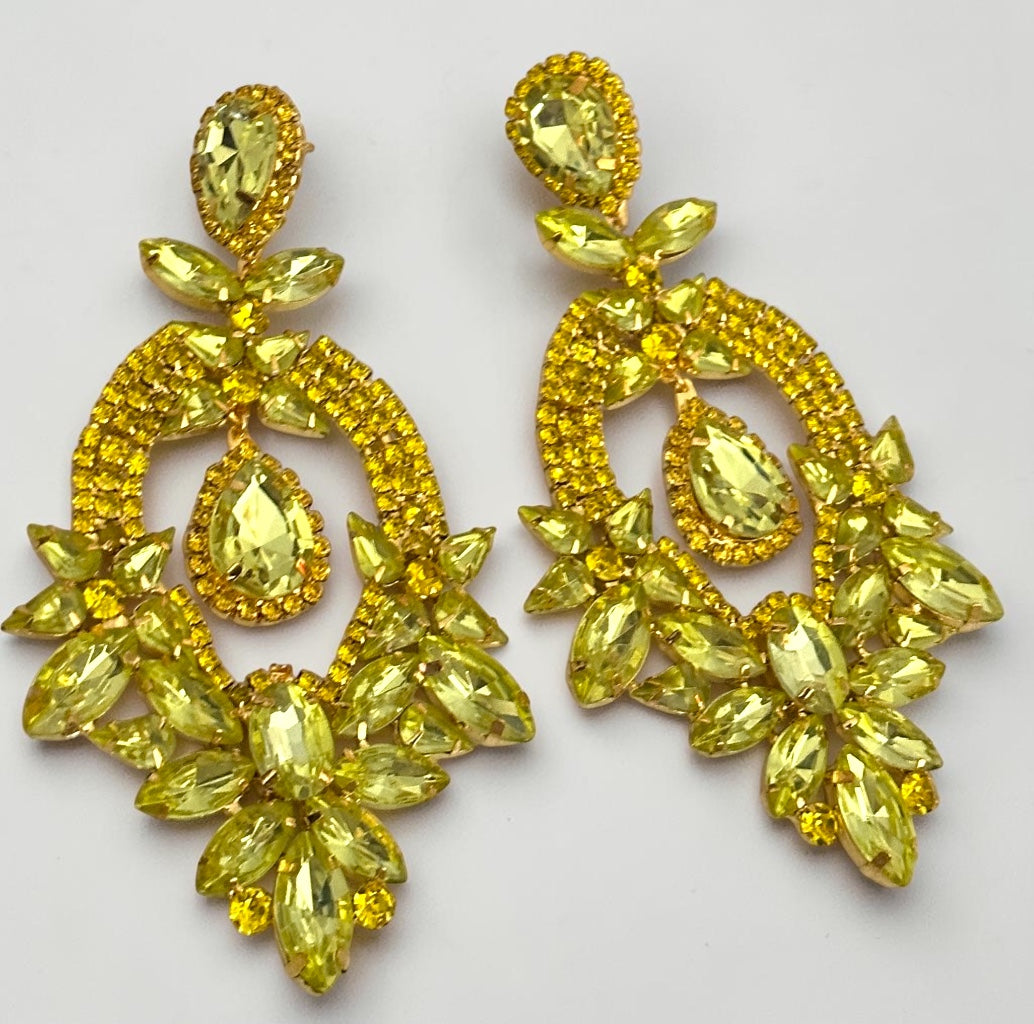Yellow Crystal Statement Earrings