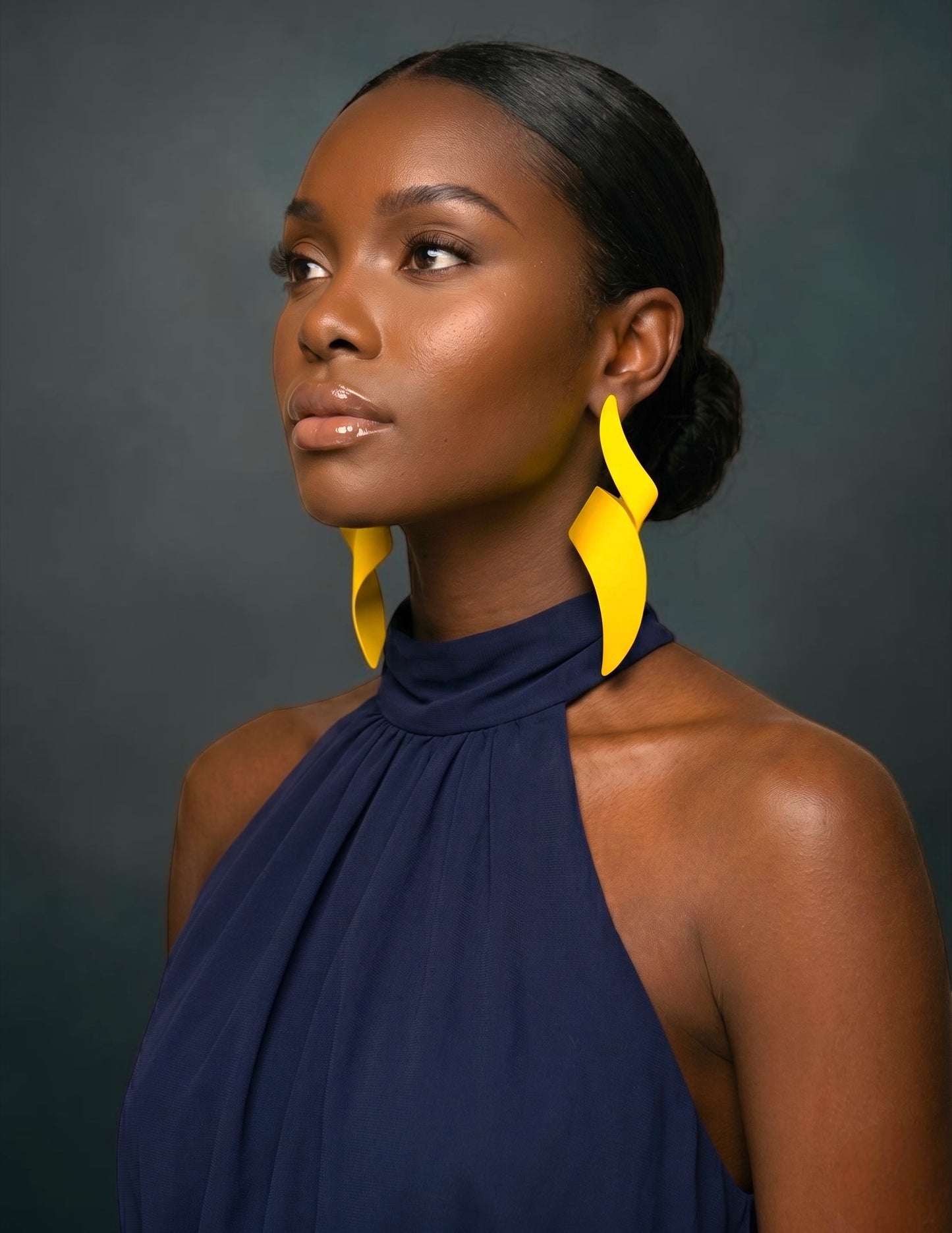 Yellow Spiral Statement Earrings