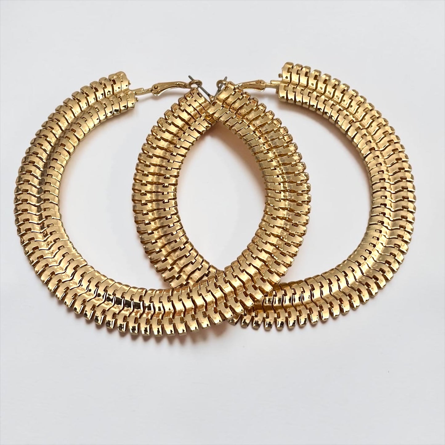 Oversized Textured Gold Hoop Earrings