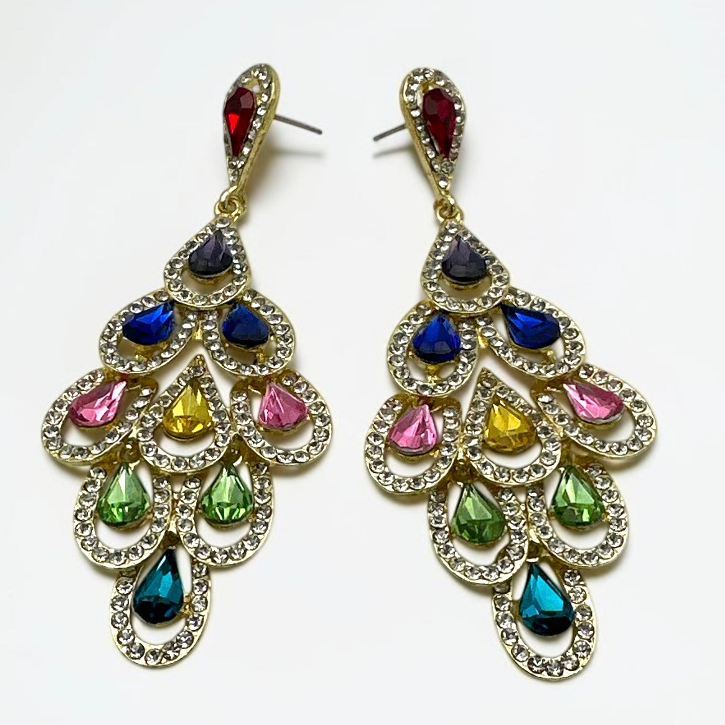 Multicolour Crystal Chandelier Statement Earrings
