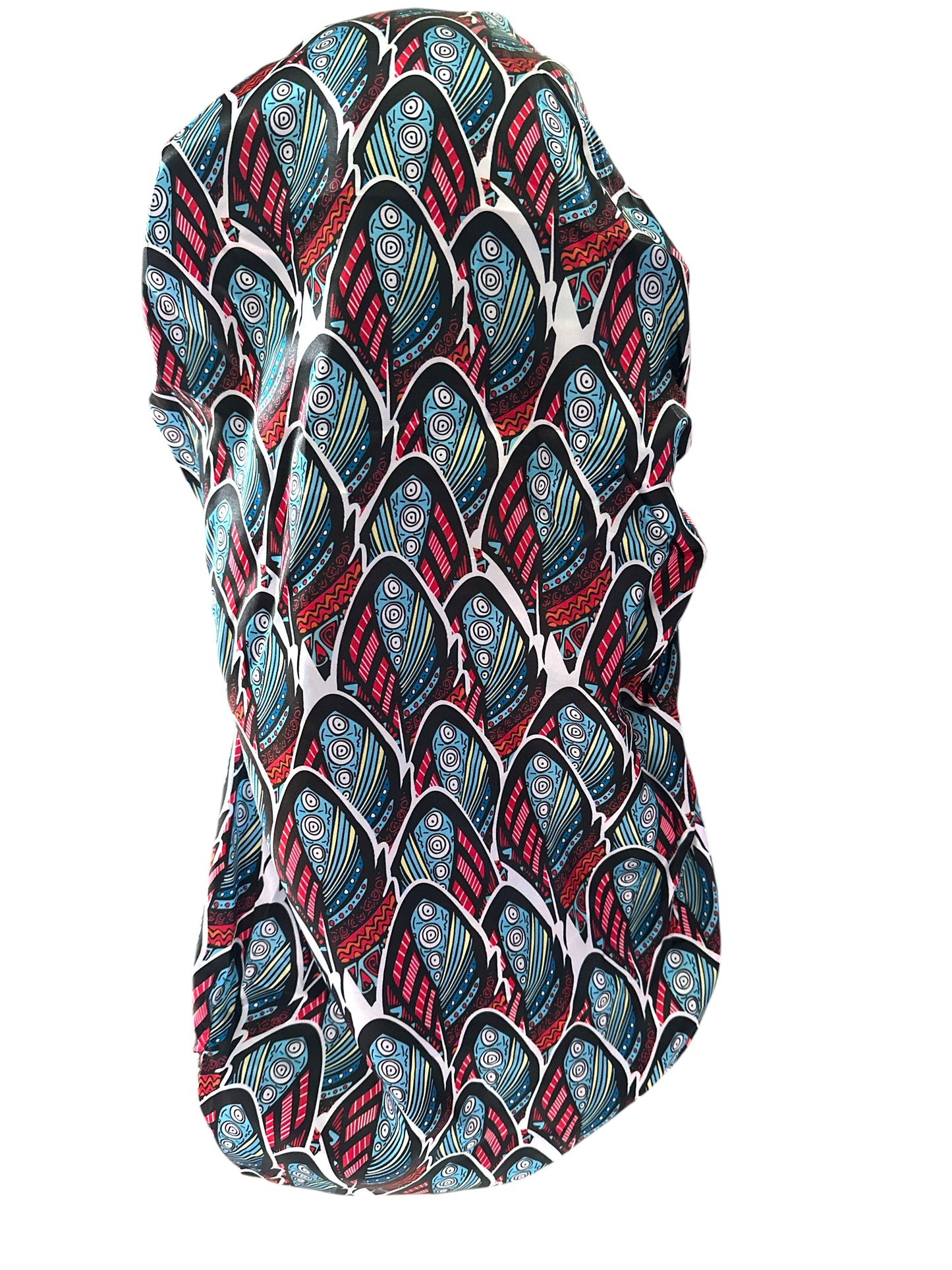 Long Ankara Print Double Layer Satin Silk Bonnet - Fatisha Boutique #