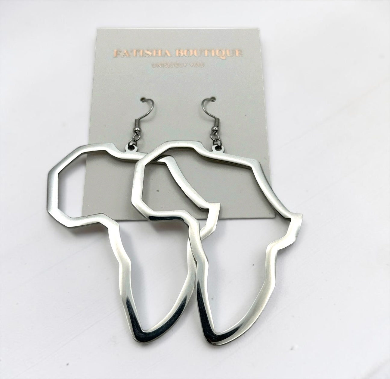 9cm Africa Map Stainless Steel Dangle Earrings