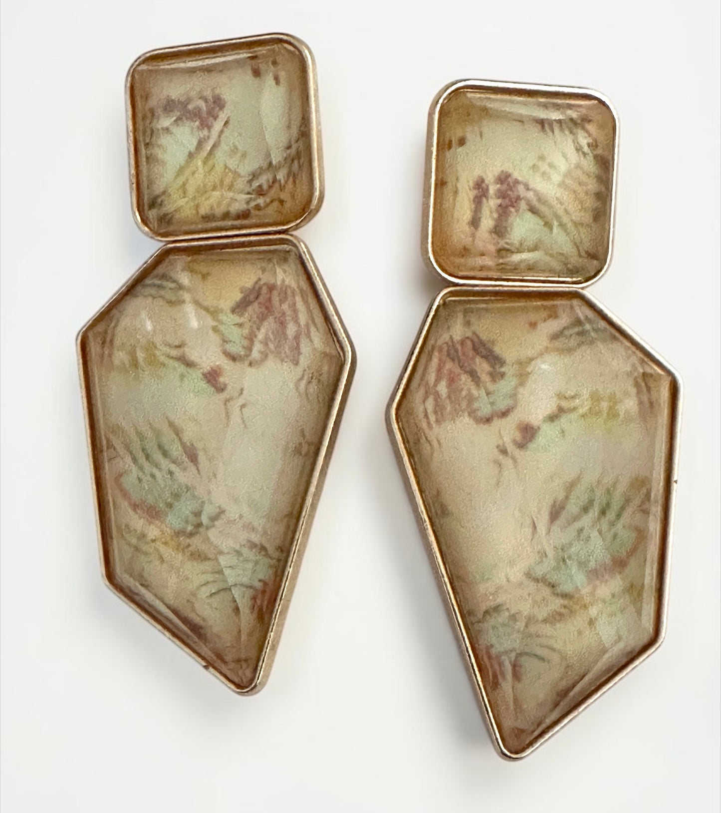 Boho Resin Geometric Statement Drop Earrings
