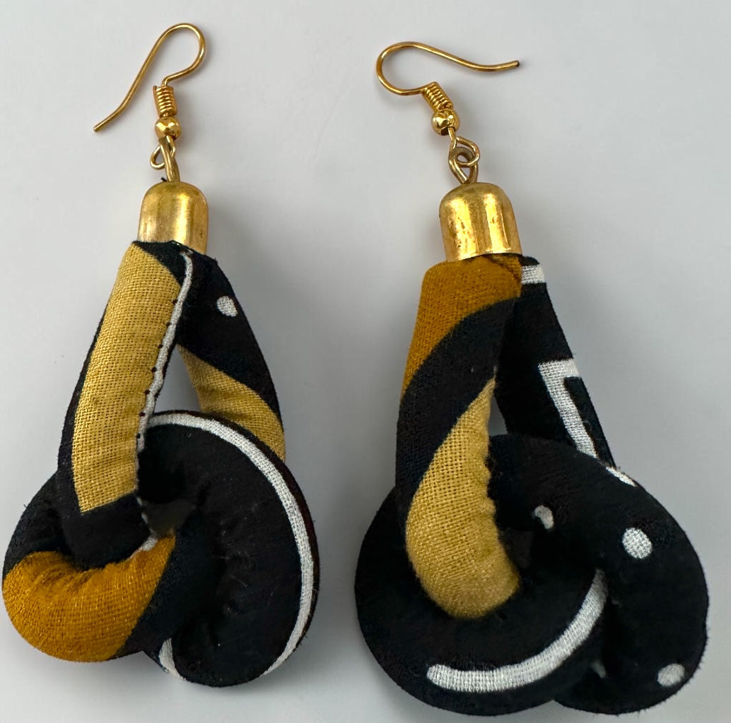 Ankara Fabric Knot Dangle Earrings – Handmade African Print