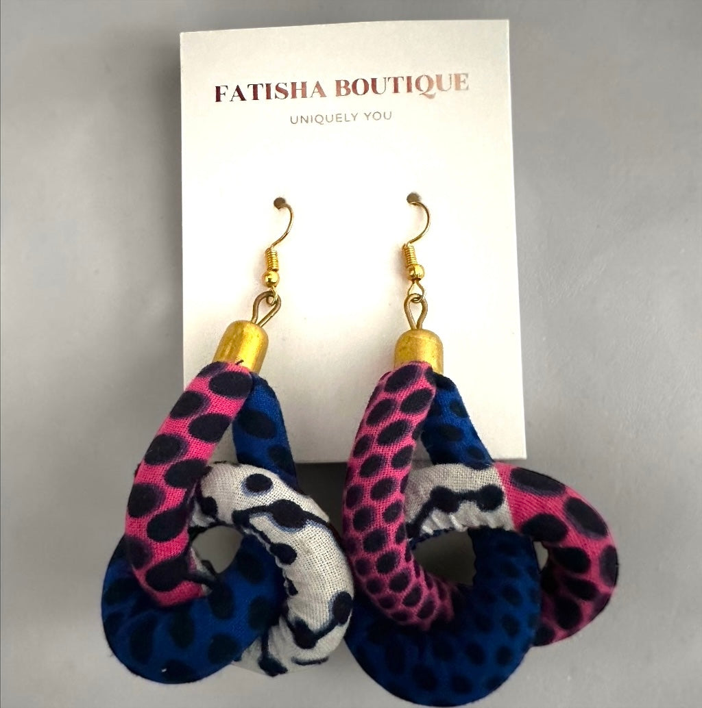Handmade Ankara Fabric Knot Dangle Earrings – African Print Statement Jewellery Fatisha Boutique