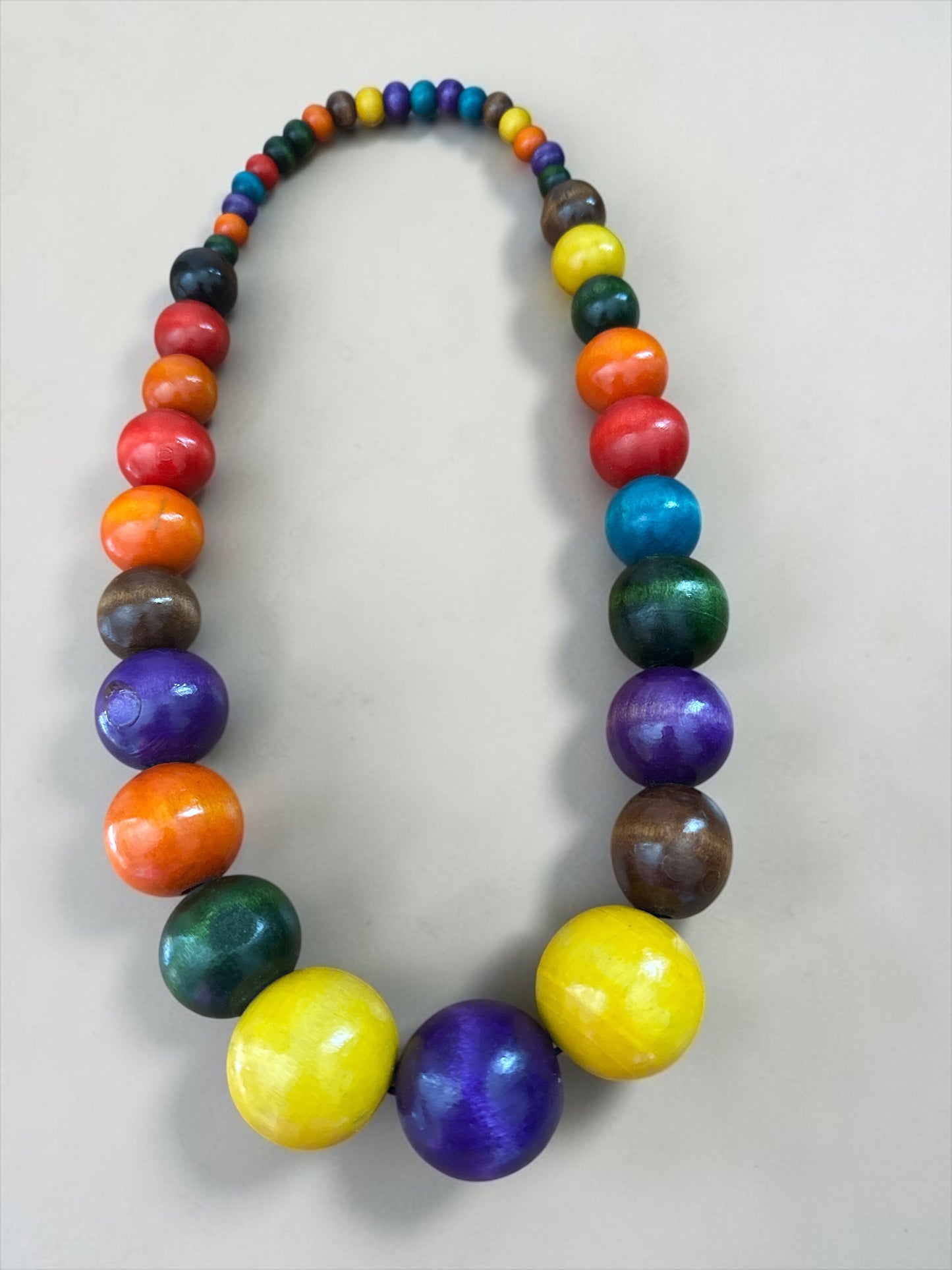 Chunky Multicolour Hand-Painted African Wooden Bead Statement Necklace - Fatisha Boutique Fatisha Boutique