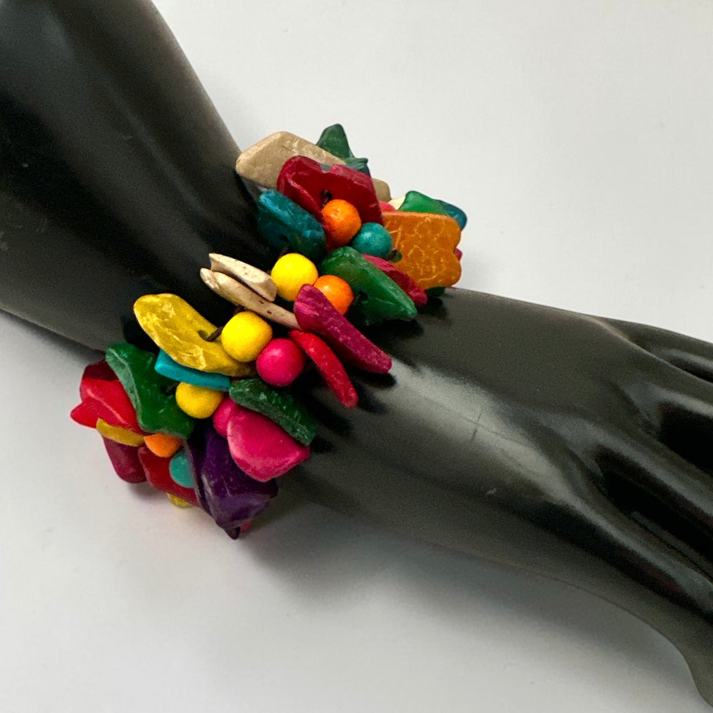 Multicolour Coconut Shell & Wood Bead Boho Bracelet Fatisha Boutique