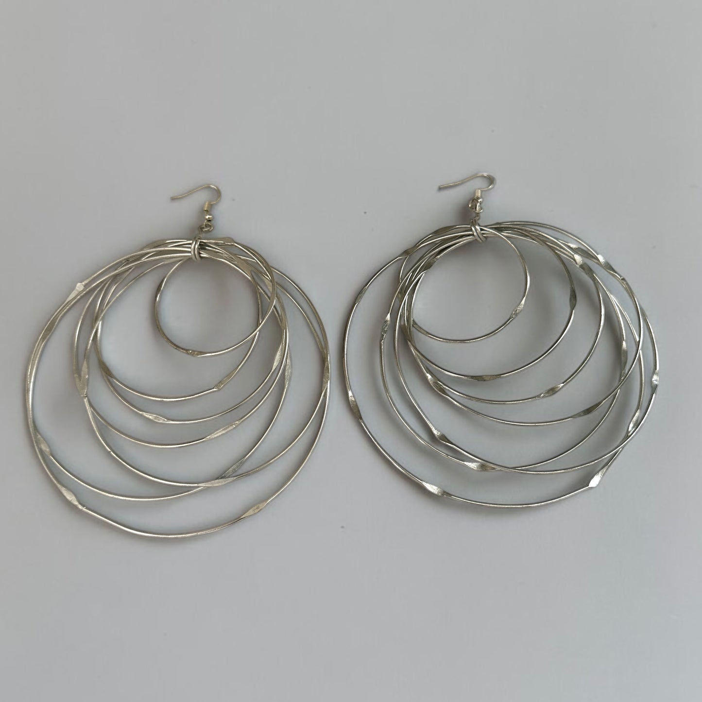 Oversized Handcrafted Brass Multi-Hoop Earrings – Silver - Fatisha Boutique Fatisha Boutique