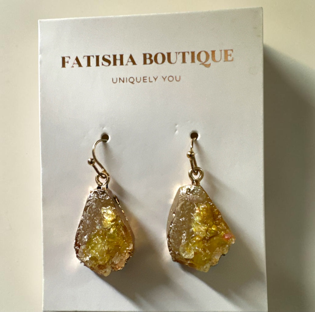 Lightweight Resin Druzy Teardrop Everyday Earrings - Fatisha Boutique Fatisha Boutique
