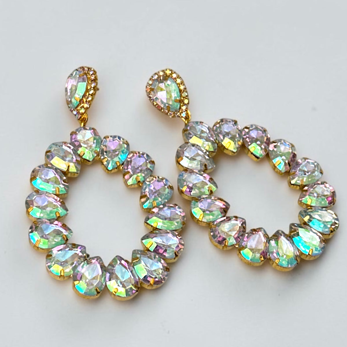 AB Rhinestone Gold-Tone Statement Drop Earrings - Fatisha Boutique Fatisha Boutique