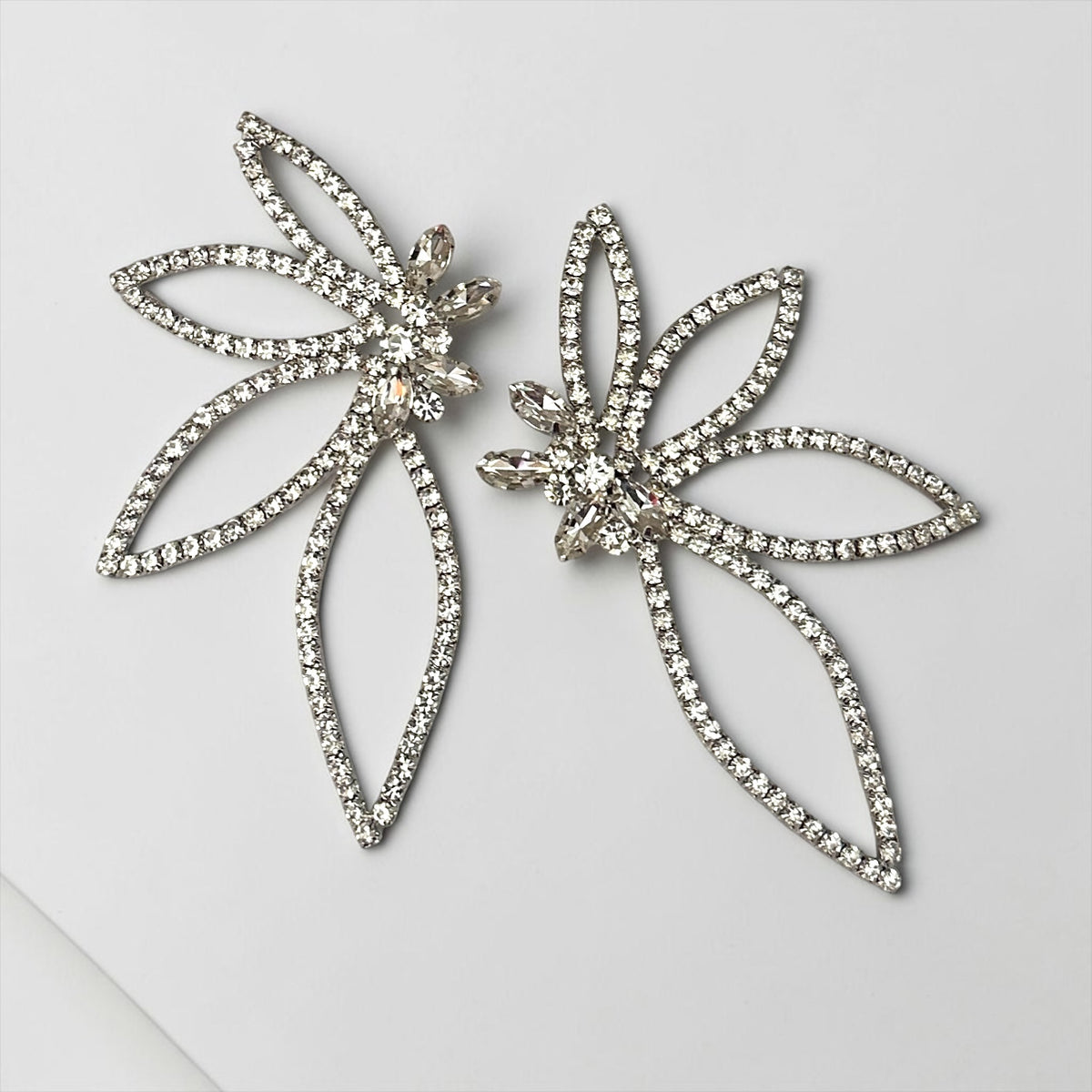 Silver Rhinestone Starburst Statement Drop Earrings Fatisha Boutique