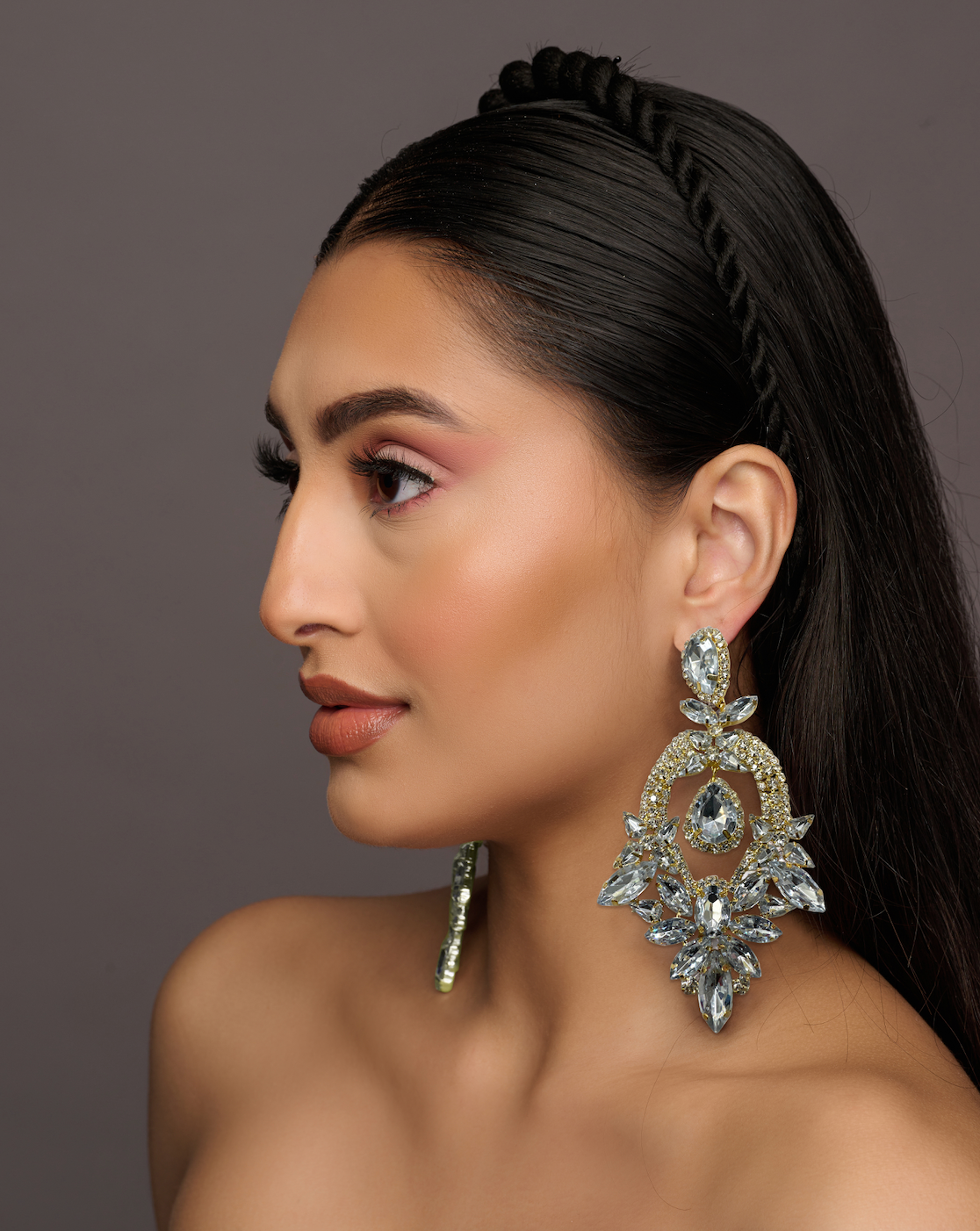 Glamorous Statement Crystal Diamante Rhinestone Tassel Earrings