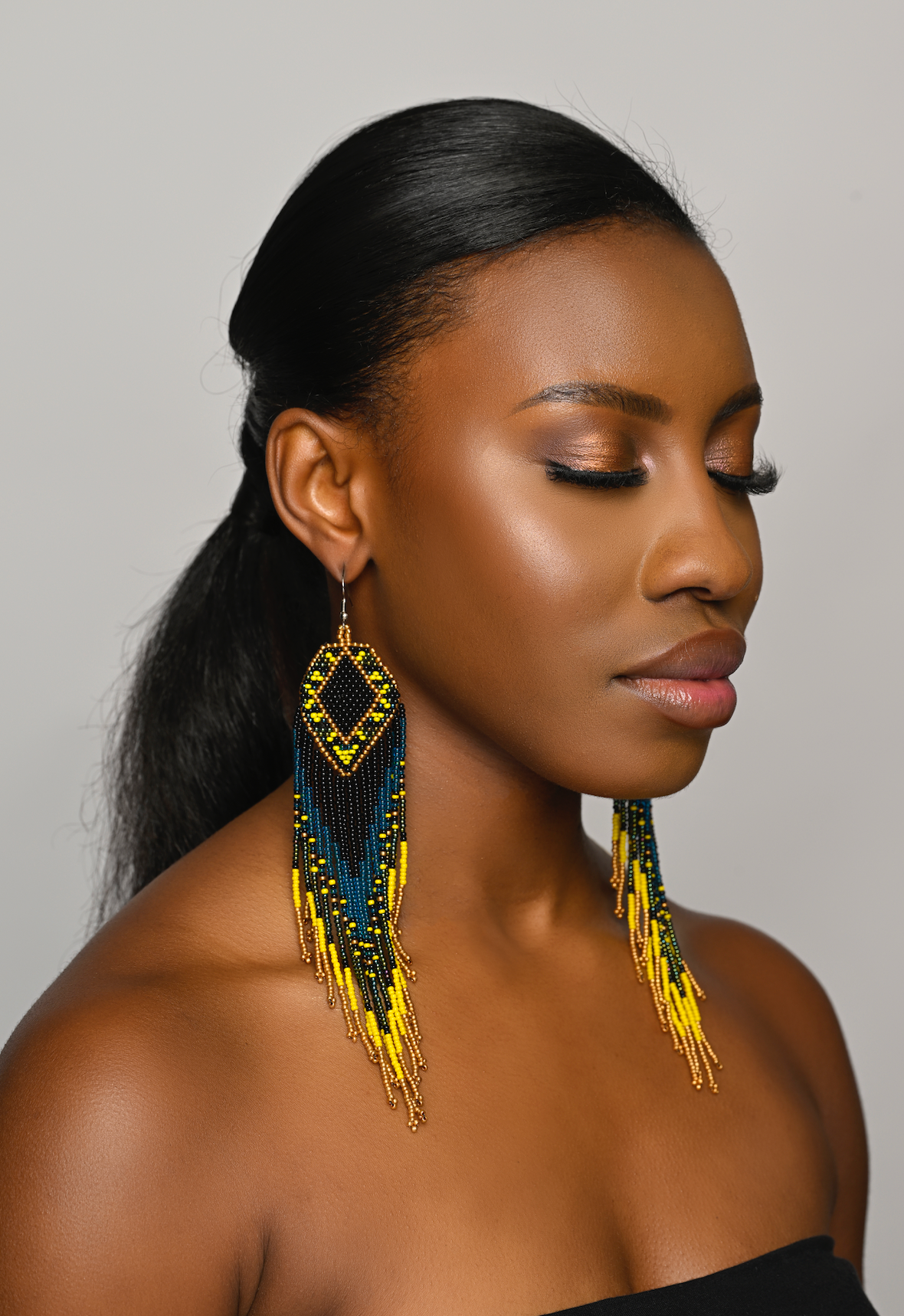 Extra Long Elegant Authentic African Tribal Ethnic Native Dangle Earrings