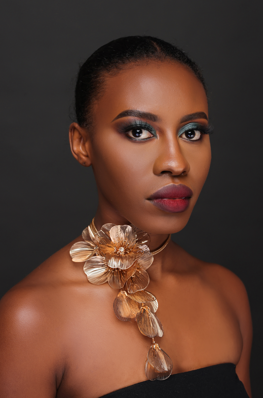 Bohemian Gold Flower Statement Choker Necklace – Elegant Fashion Jewellery Piece - Fatisha Boutique #