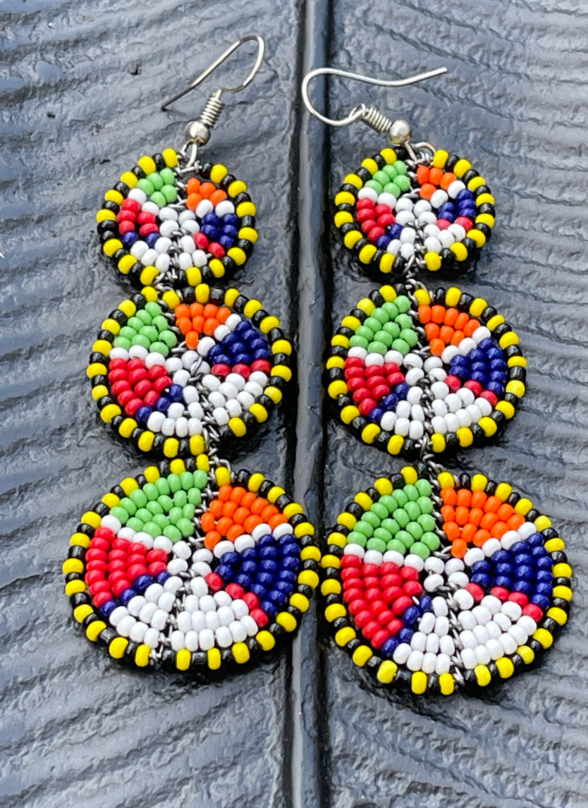 Multicolour Beaded Authentic African Ethnic Earrings