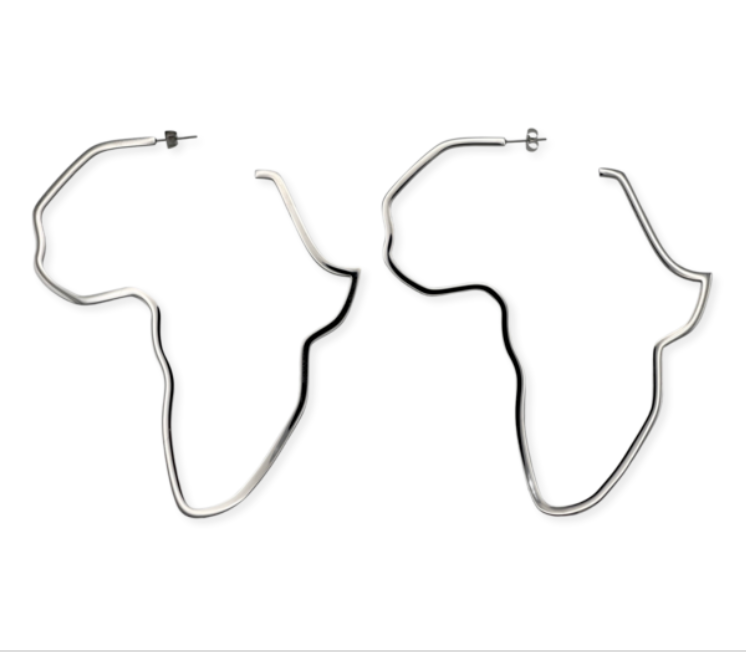 Oversized Stainless Steel Africa Map Shaped Hoop Earrings