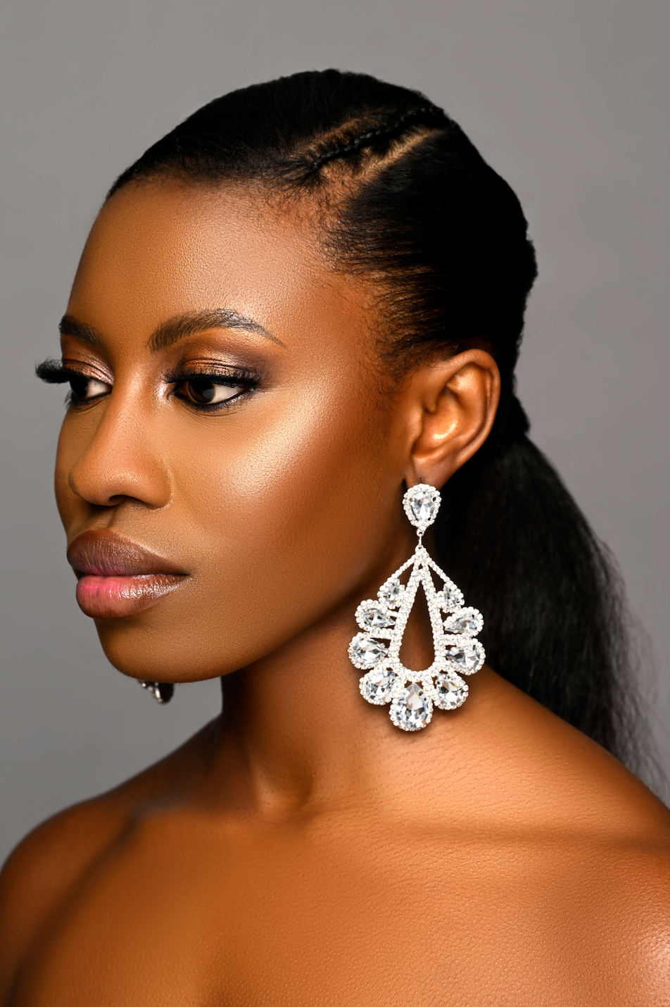 Bold Teardrop Rhinestone Chandelier Earrings – Statement Crystal Drops for Women