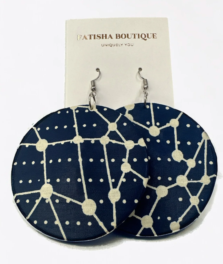 Bold Colourful Ankara Earrings | Handmade African Statement Round Fabric Dangle Jewellery