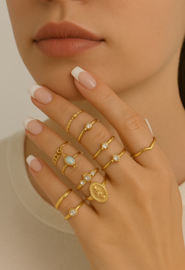15-Piece Vintage Boho Gold Ring Set – Adjustable Retro Statement Rings for Women - Fatisha Boutique #