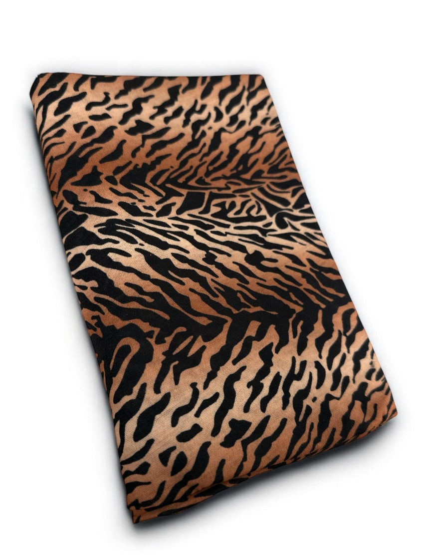 Tiger Print Long Stretch Jersey Headwrap – Soft Elastic Turban Head Wrap Scarf for Protective Styling & Fashion Looks - Fatisha Boutique # Fatisha Boutique