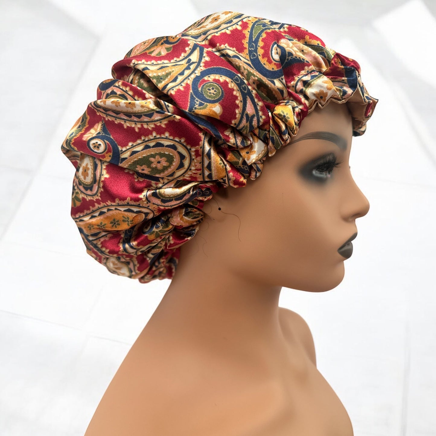 Adjustable Double - Layered Reversible Satin Silk Bonnet Cap – Premium Hair Protection Sleep Cap - Fatisha Boutique