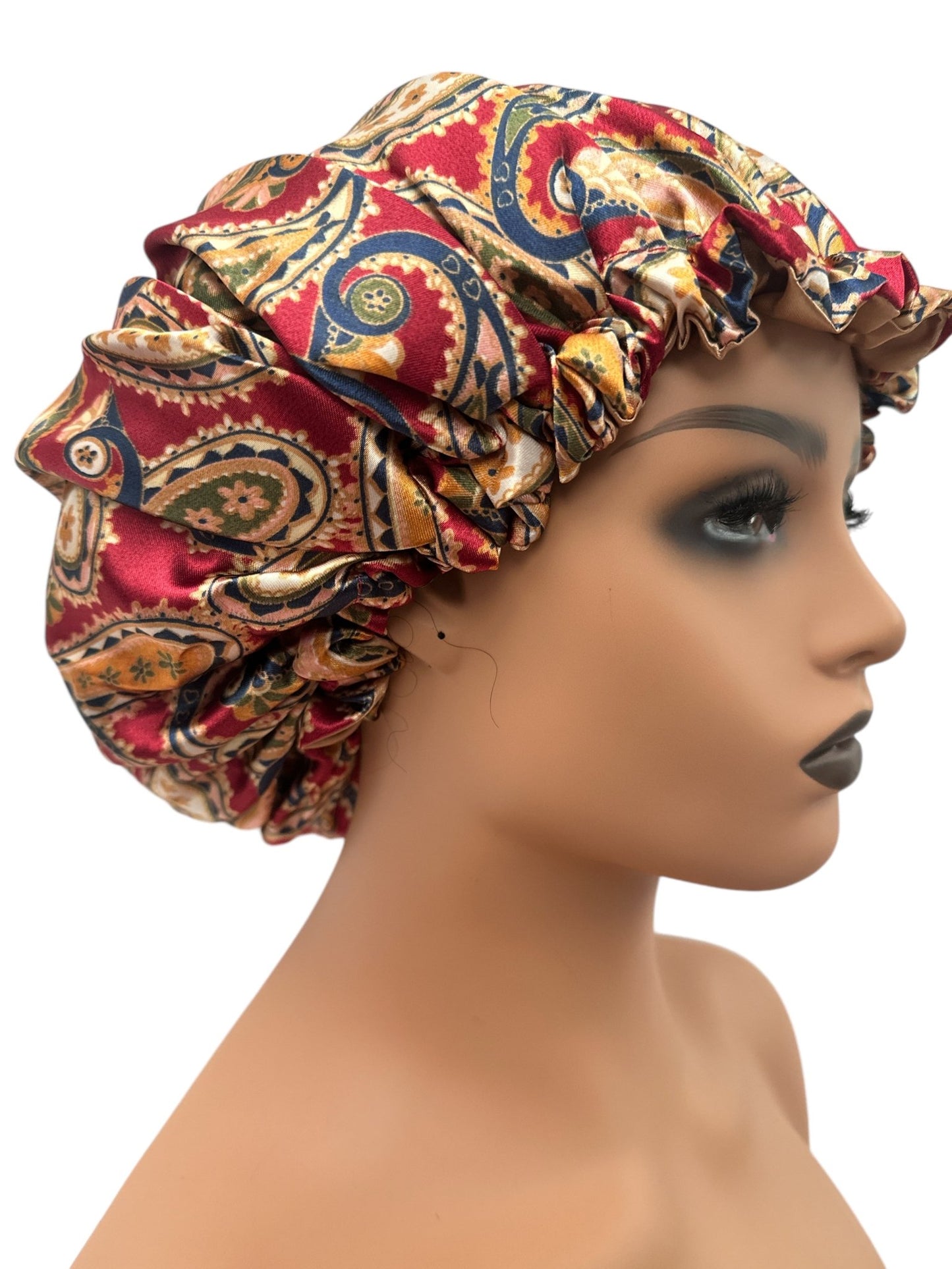Adjustable Double - Layered Reversible Satin Silk Bonnet Cap – Premium Hair Protection Sleep Cap - Fatisha Boutique