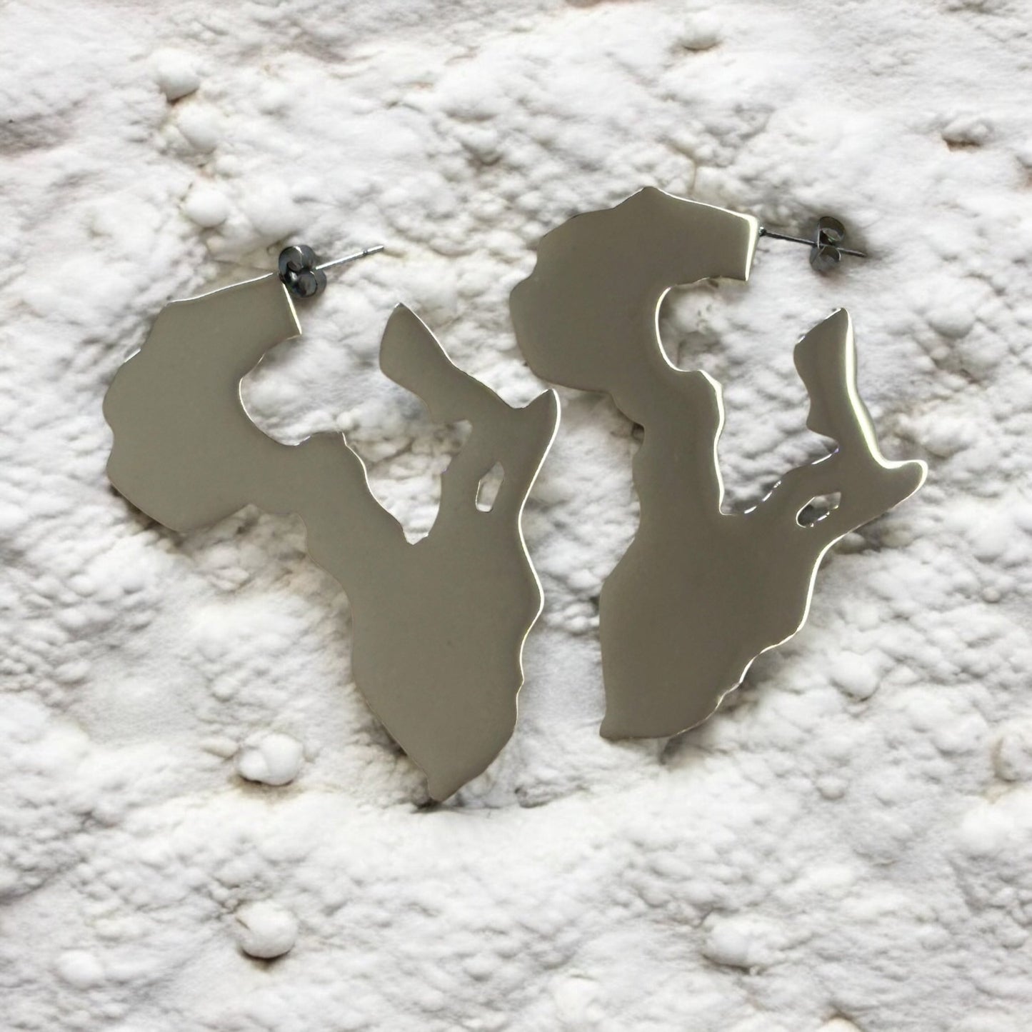 Africa Map Shaped Stainless Steel Statement Drop Earrings - Fatisha Boutique