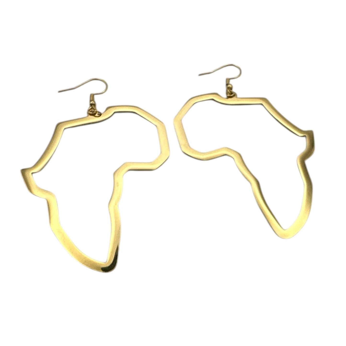 Africa Map Stainless Steel Earrings – Medium Dangle Outline Hoops (Silver & Gold) - Fatisha Boutique