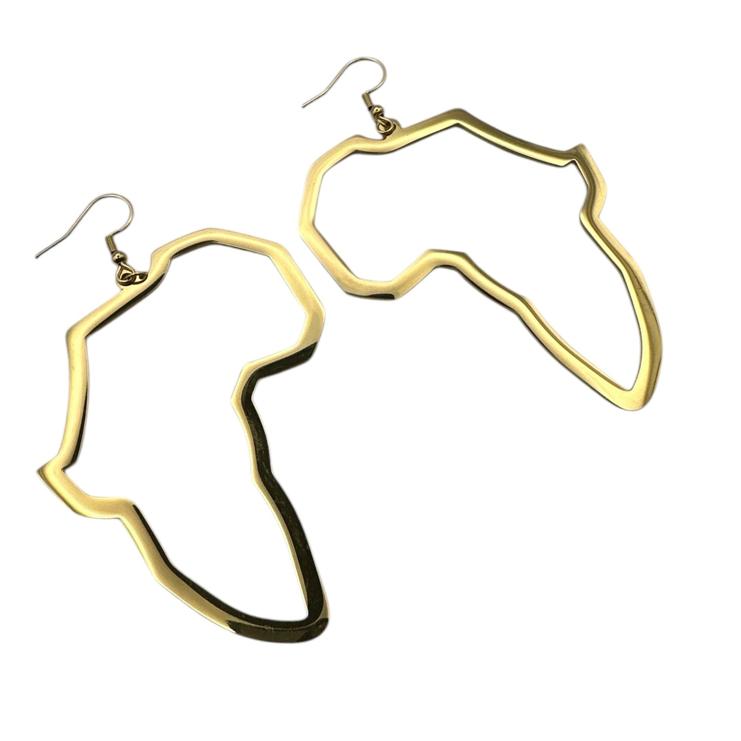 Africa Map Stainless Steel Earrings – Medium Dangle Outline Hoops (Silver & Gold) - Fatisha Boutique