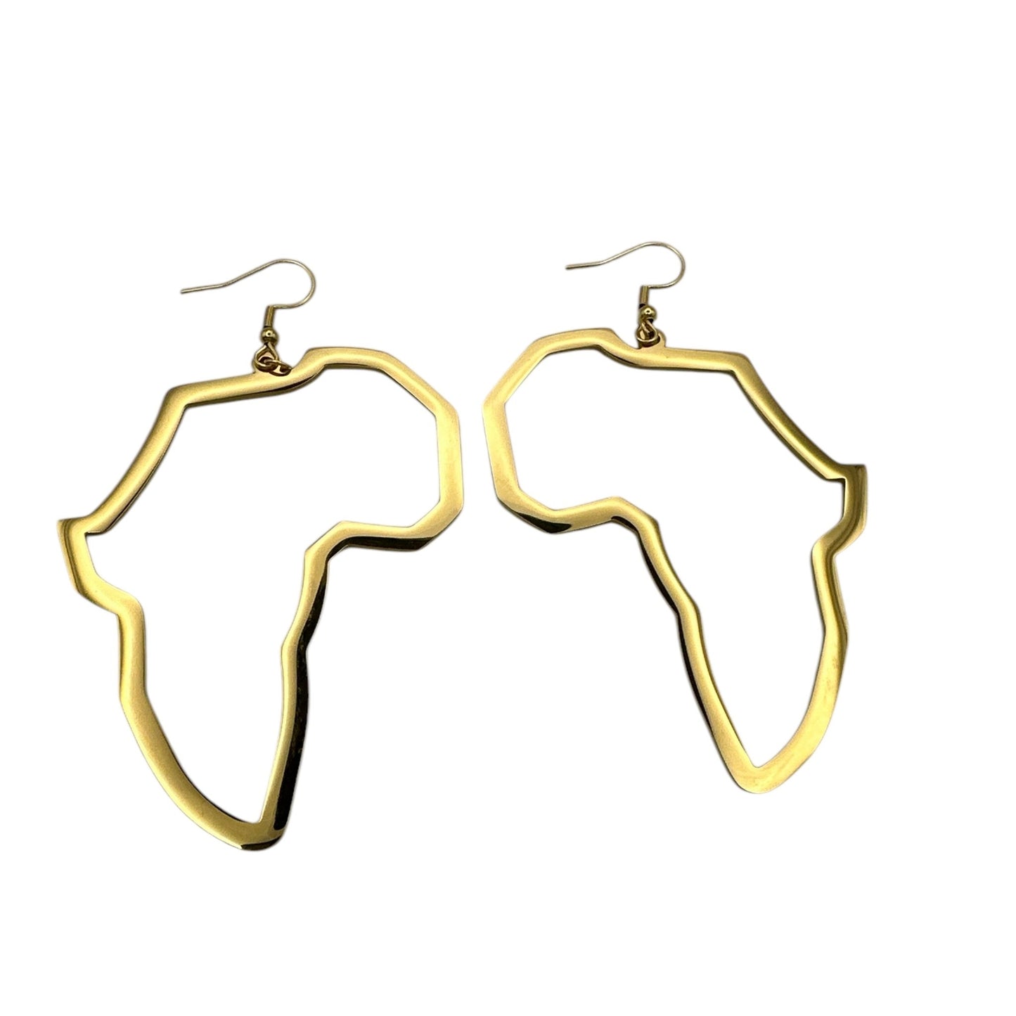 Africa Map Stainless Steel Earrings – Medium Dangle Outline Hoops (Silver & Gold) - Fatisha Boutique