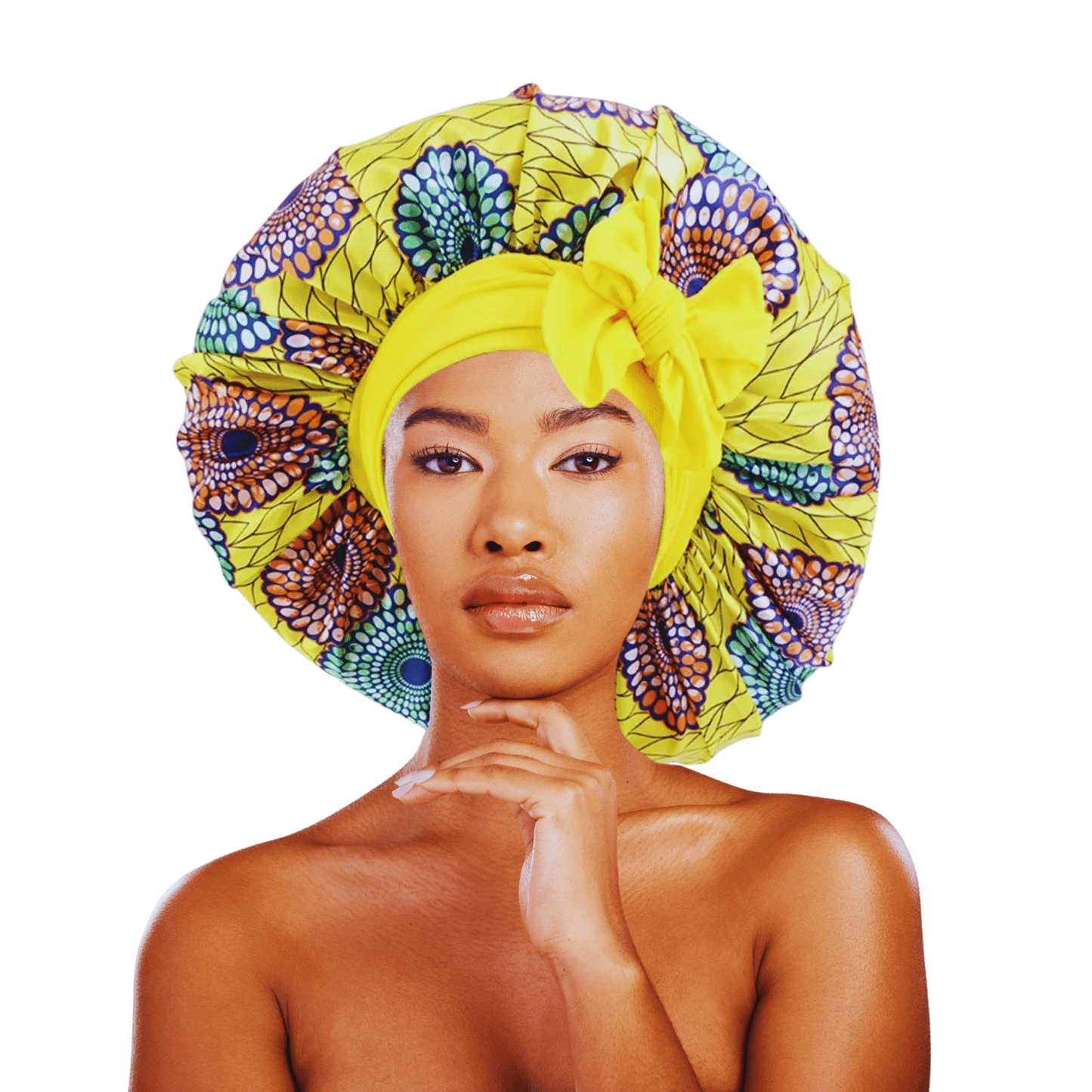 Ankara Print Satin Silk Bonnet Cap – Long Wide Tie | Single Layer | Hair Protection Night Cap - Fatisha Boutique