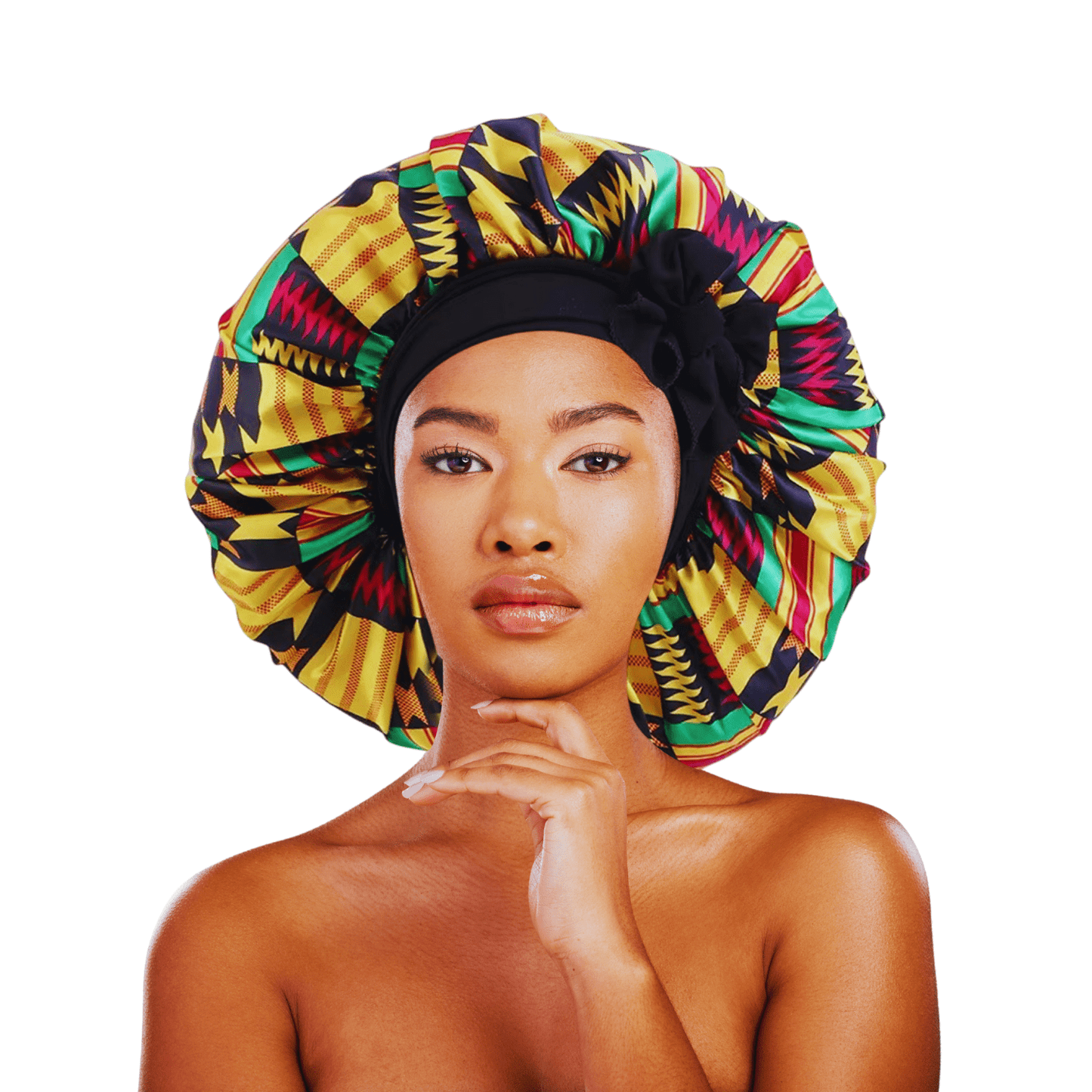Ankara Print Satin Silk Bonnet Cap – Long Wide Tie | Single Layer | Hair Protection Night Cap - Fatisha Boutique