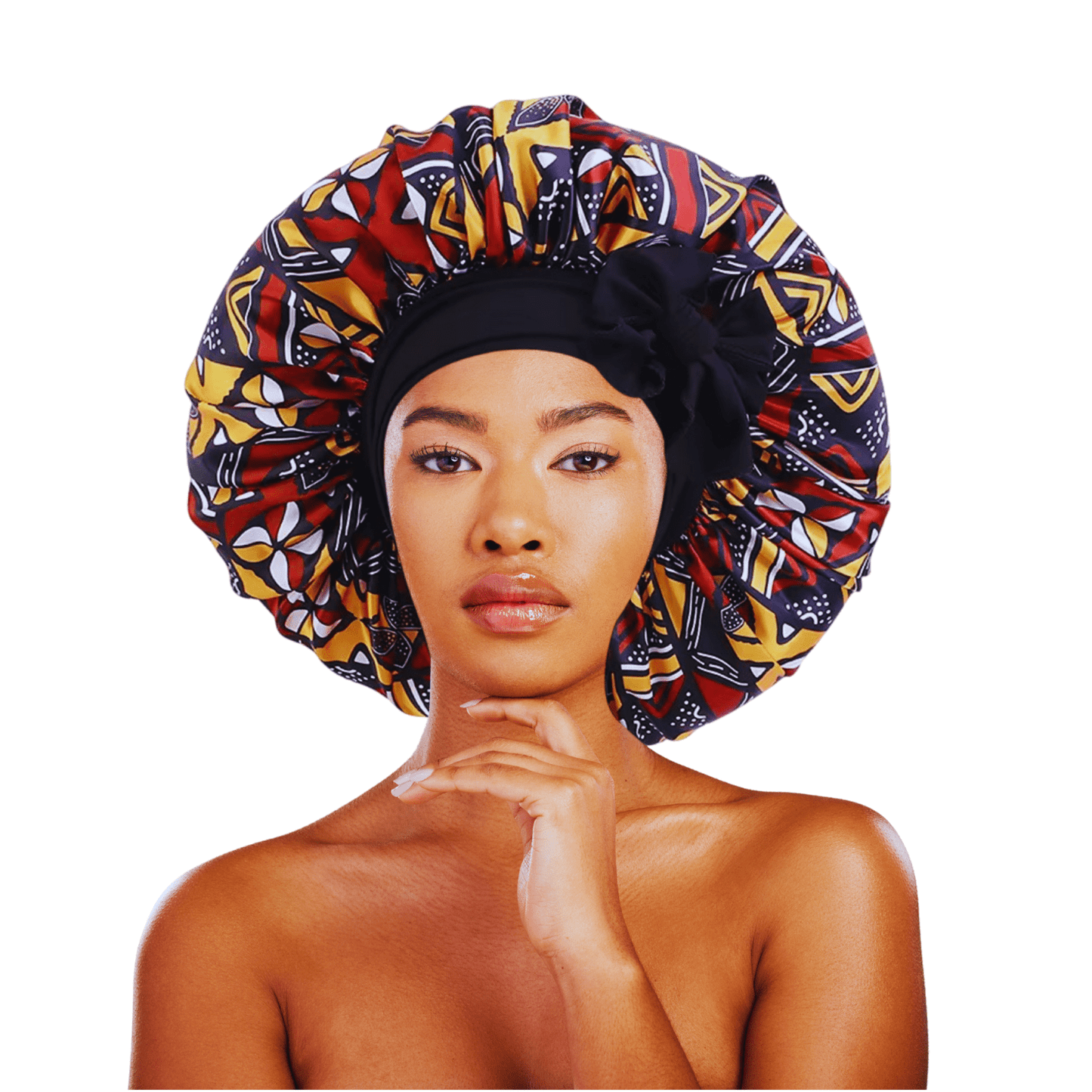 Ankara Print Satin Silk Bonnet Cap – Long Wide Tie | Single Layer | Hair Protection Night Cap - Fatisha Boutique