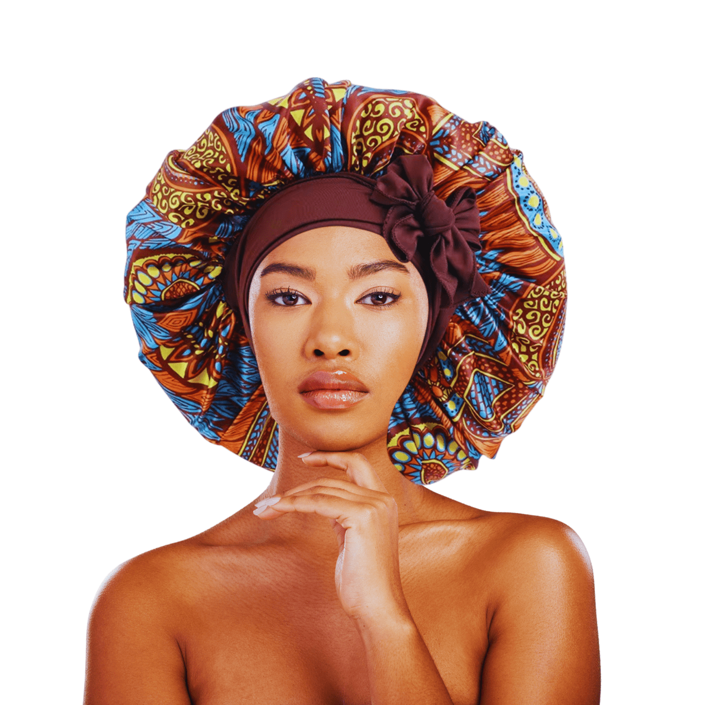 Ankara Print Satin Silk Bonnet Cap – Long Wide Tie | Single Layer | Hair Protection Night Cap - Fatisha Boutique