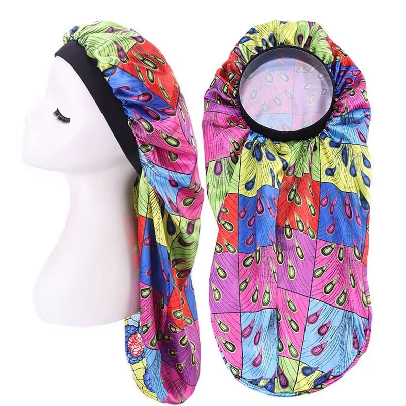 Ankara Satin Silk Long Single Layered Bonnet Caps for Braids & Long Hair - Fatisha Boutique