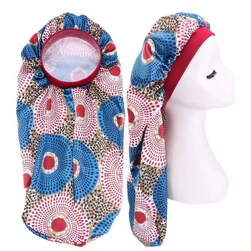 Ankara Satin Silk Long Single Layered Bonnet Caps for Braids & Long Hair - Fatisha Boutique