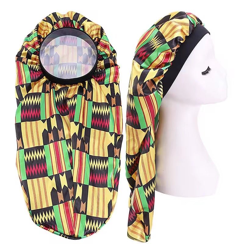 Ankara Satin Silk Long Single Layered Bonnet Caps for Braids & Long Hair - Fatisha Boutique