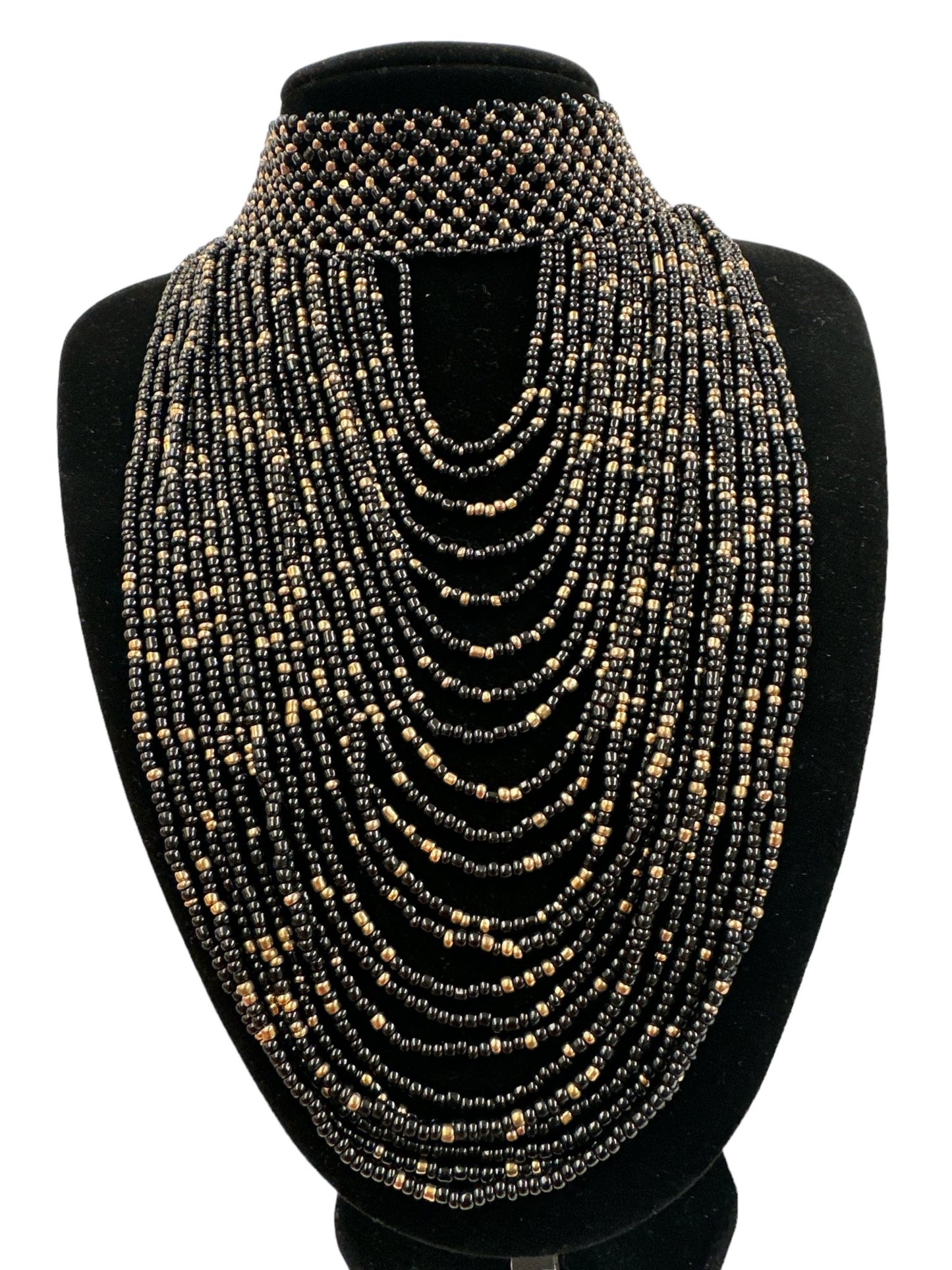 Authentic African Black Beaded Choker Necklace - Fatisha Boutique