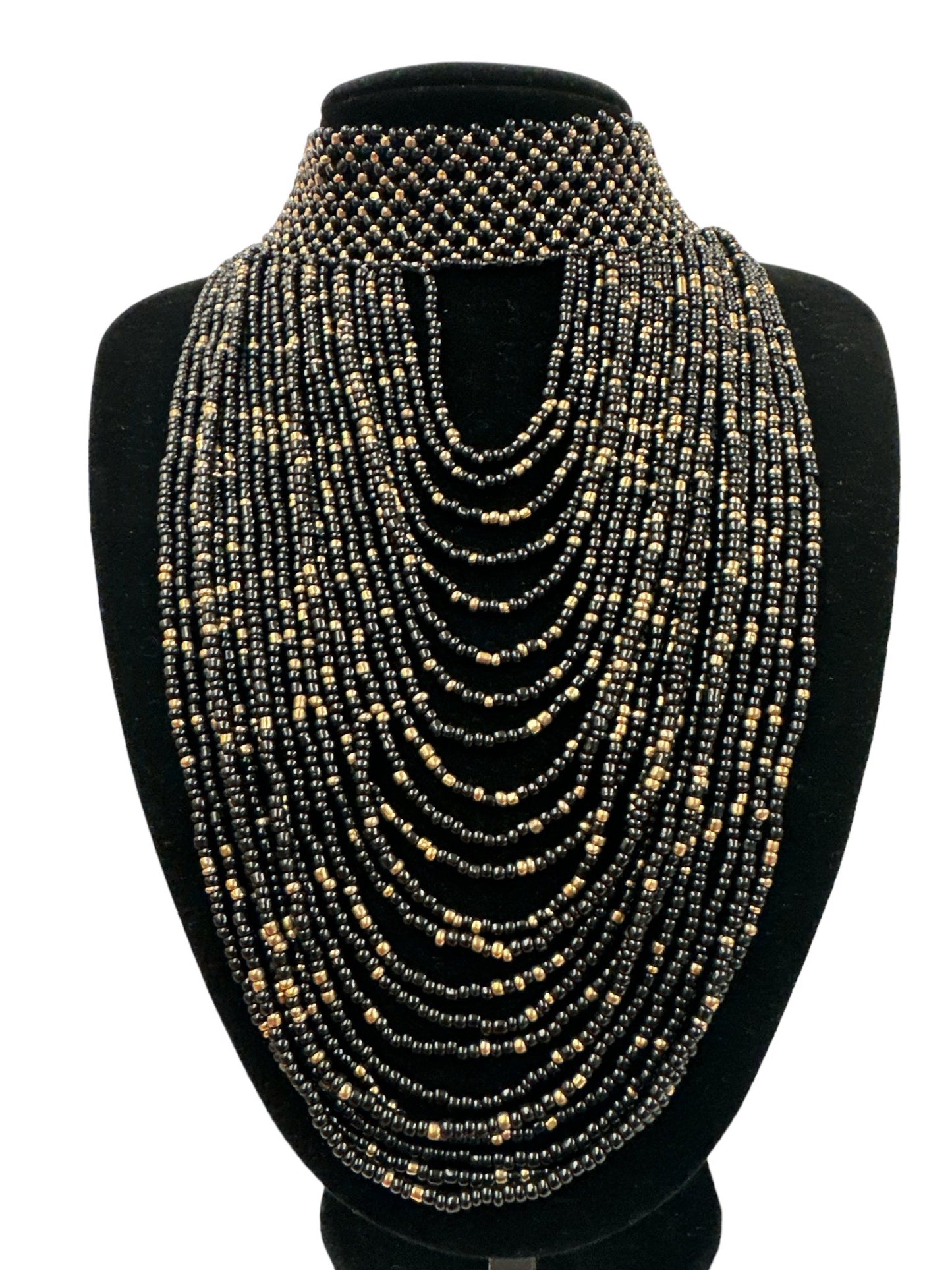 Authentic African Black Beaded Choker Necklace - Fatisha Boutique
