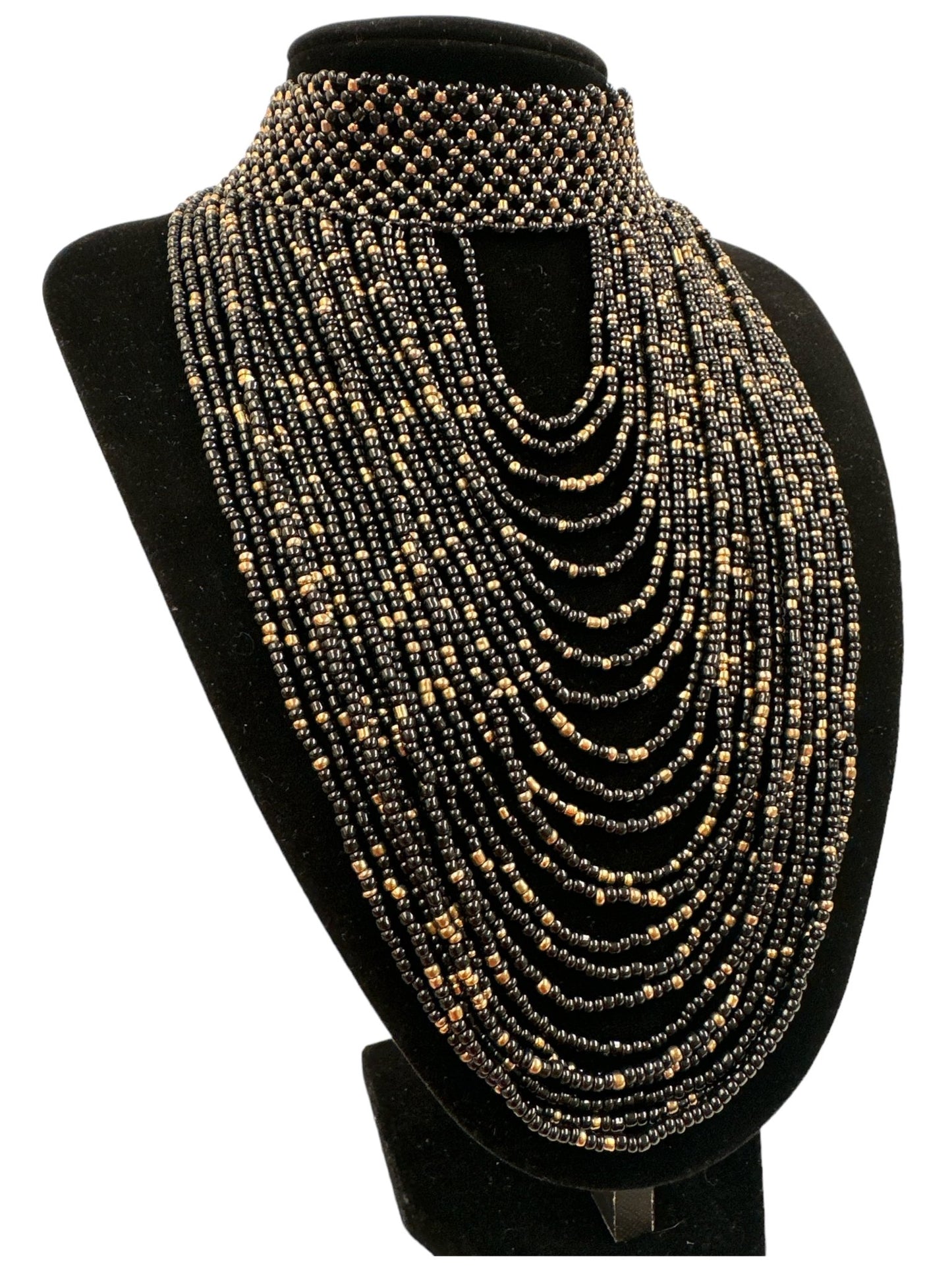 Authentic African Black Beaded Choker Necklace - Fatisha Boutique