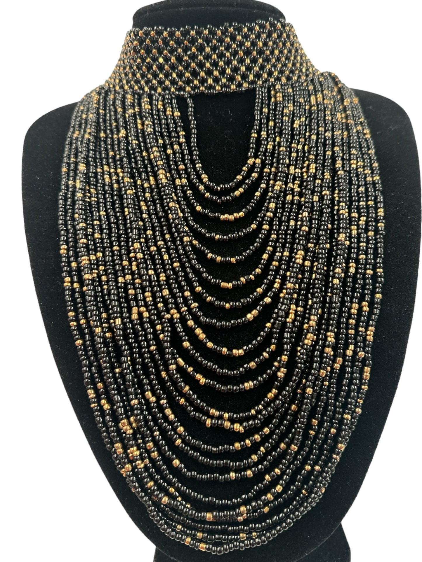 Authentic African Black Beaded Choker Necklace - Fatisha Boutique