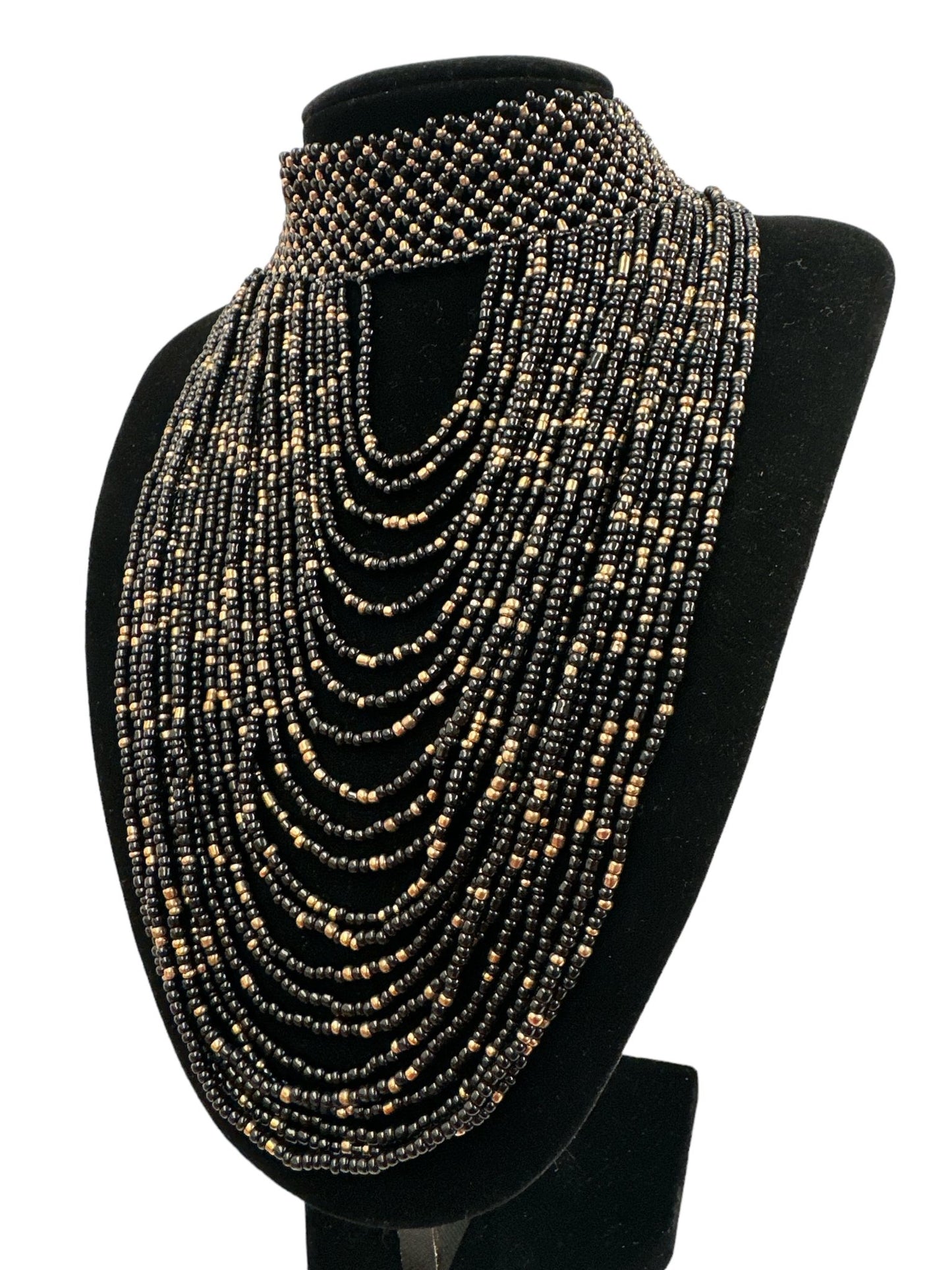 Authentic African Black Beaded Choker Necklace - Fatisha Boutique