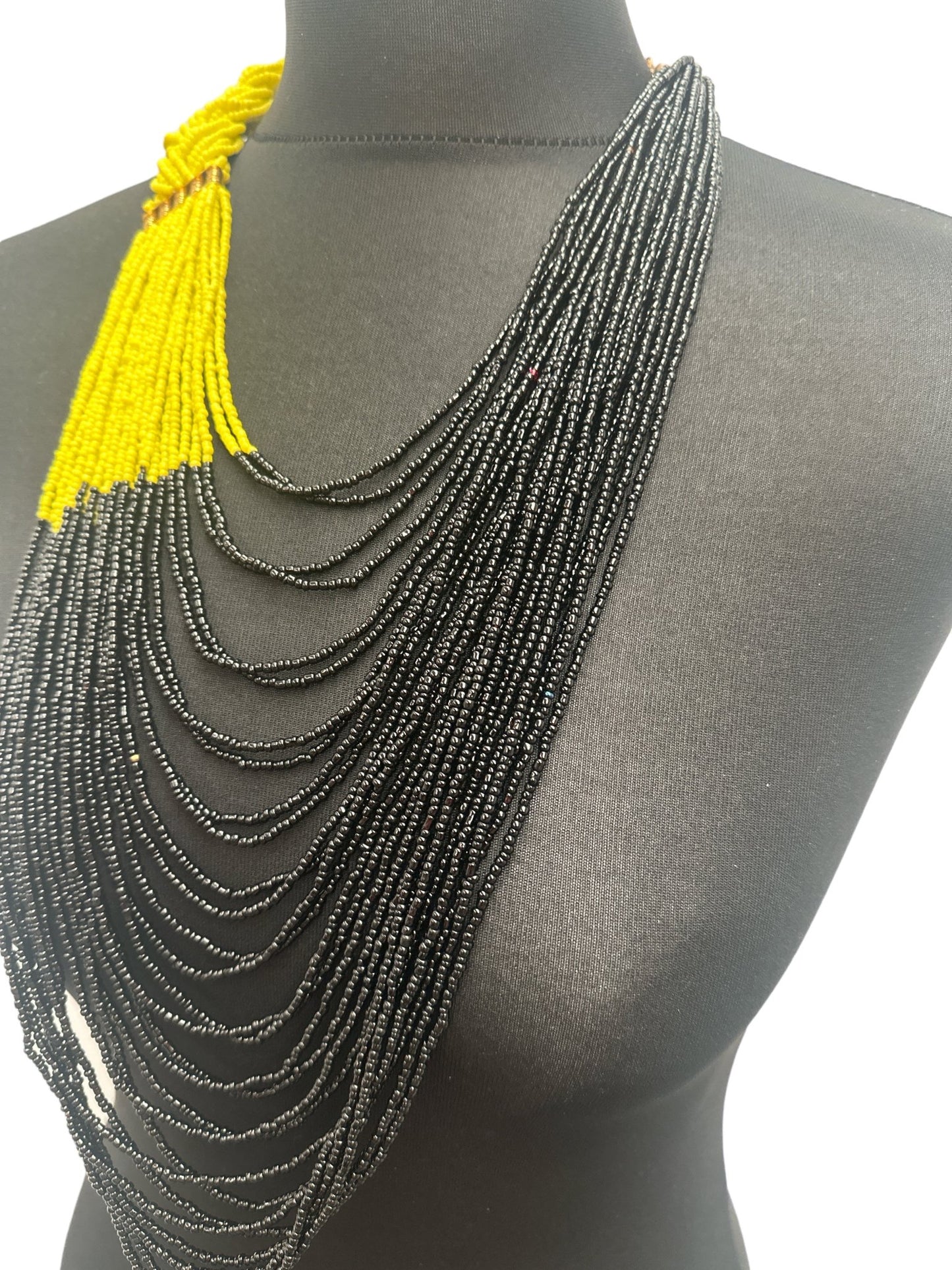 Authentic African Braided Design Long Beaded Necklace - Fatisha Boutique