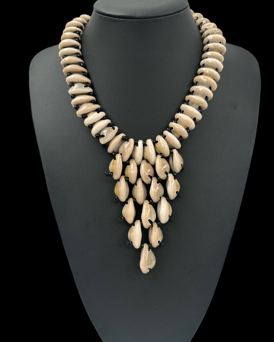Authentic African Cowrie Seashells Beaded Necklace Pendant - Fatisha Boutique