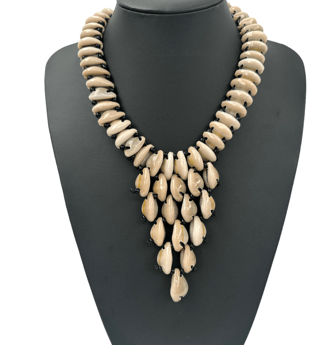 Authentic African Cowrie Seashells Beaded Necklace Pendant - Fatisha Boutique