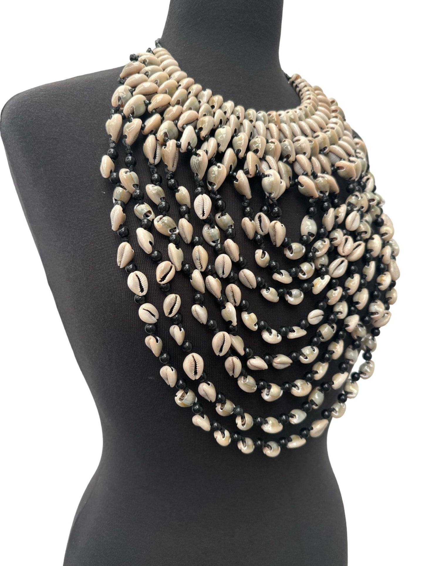 Authentic African Craftsmanship Ethnic Cowrie Sea Shell Beaded Tassel Necklace - Fatisha Boutique