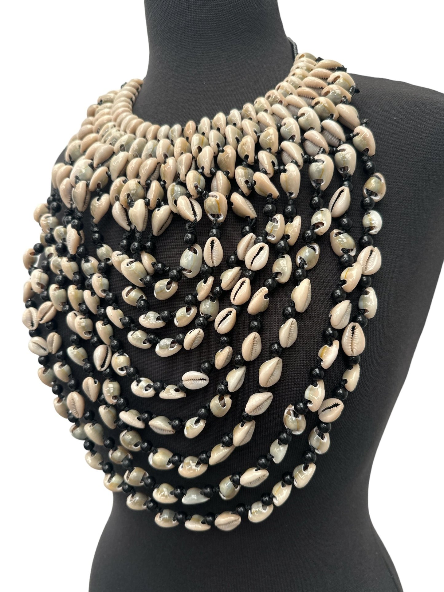 Authentic African Craftsmanship Ethnic Cowrie Sea Shell Beaded Tassel Necklace - Fatisha Boutique