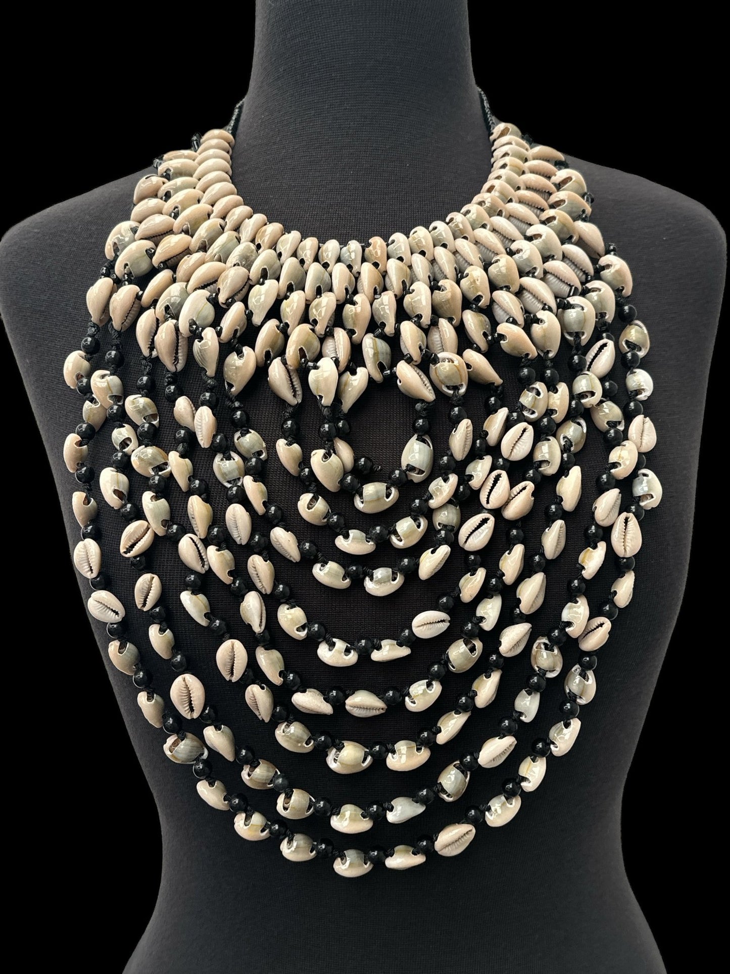 Authentic African Craftsmanship Ethnic Cowrie Sea Shell Beaded Tassel Necklace - Fatisha Boutique
